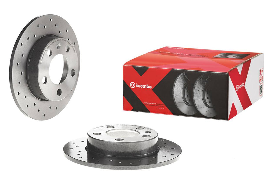 Brembo - Premium UV Coated Rear Xtra Cross Drilled Brake Rotor - TT 180 FWD Mk1