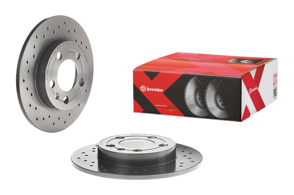 Brembo - Premium UV Coated Rear Xtra Cross Drilled Brake Rotor - TT 180 quattro Mk1