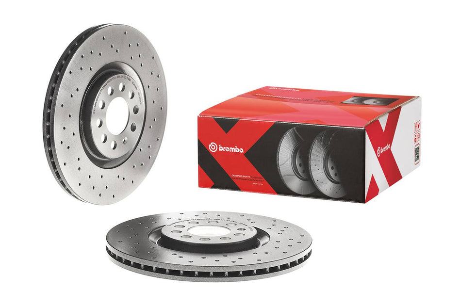 Brembo - Premium UV Coated Front Xtra Cross Drilled Brake Rotor - TT Mk1