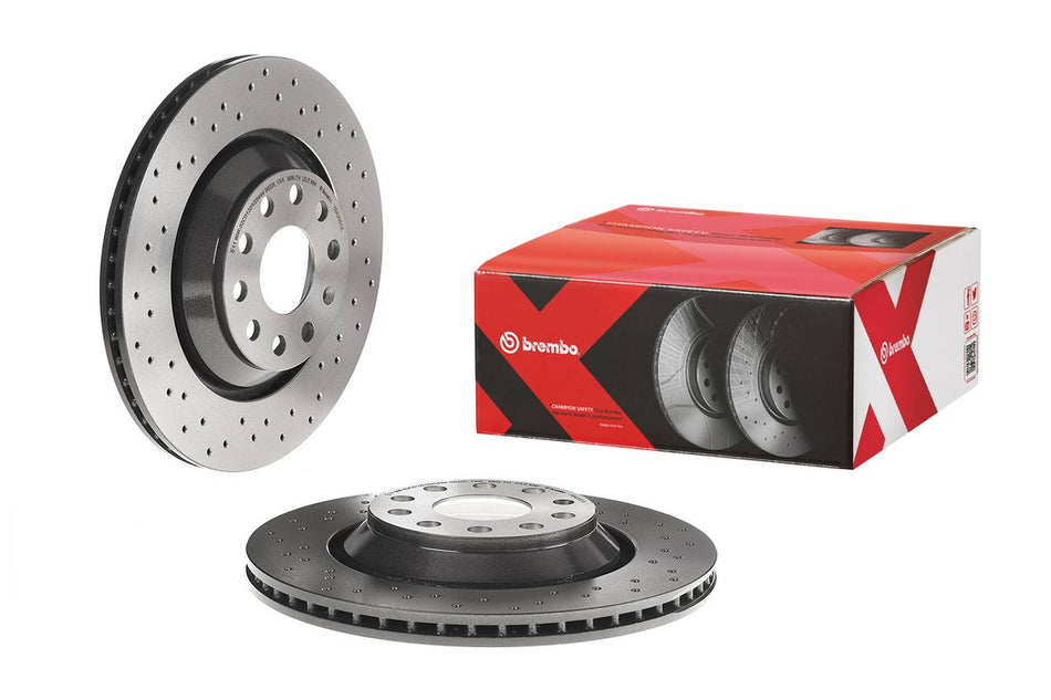 Brembo - Premium UV Coated Rear Xtra Cross Drilled Brake Rotor - TTS / TTRS Mk3