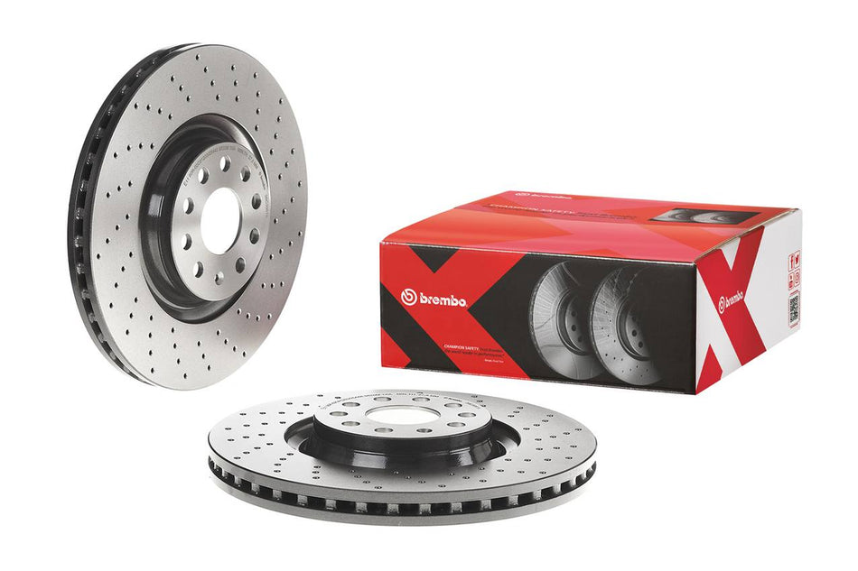 Brembo - Premium UV Coated Front Xtra Cross Drilled Brake Rotor - TTS Mk3