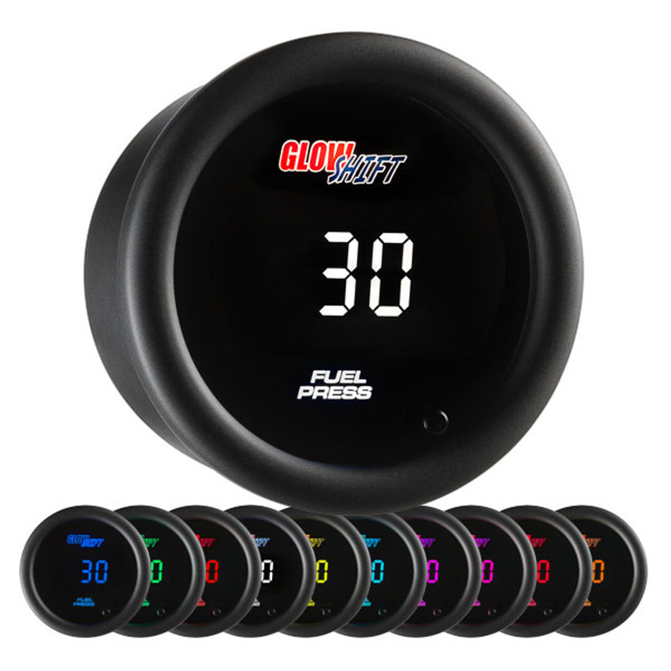 GlowShift - 10 Color Digital 30 PSI Fuel Pressure Gauge