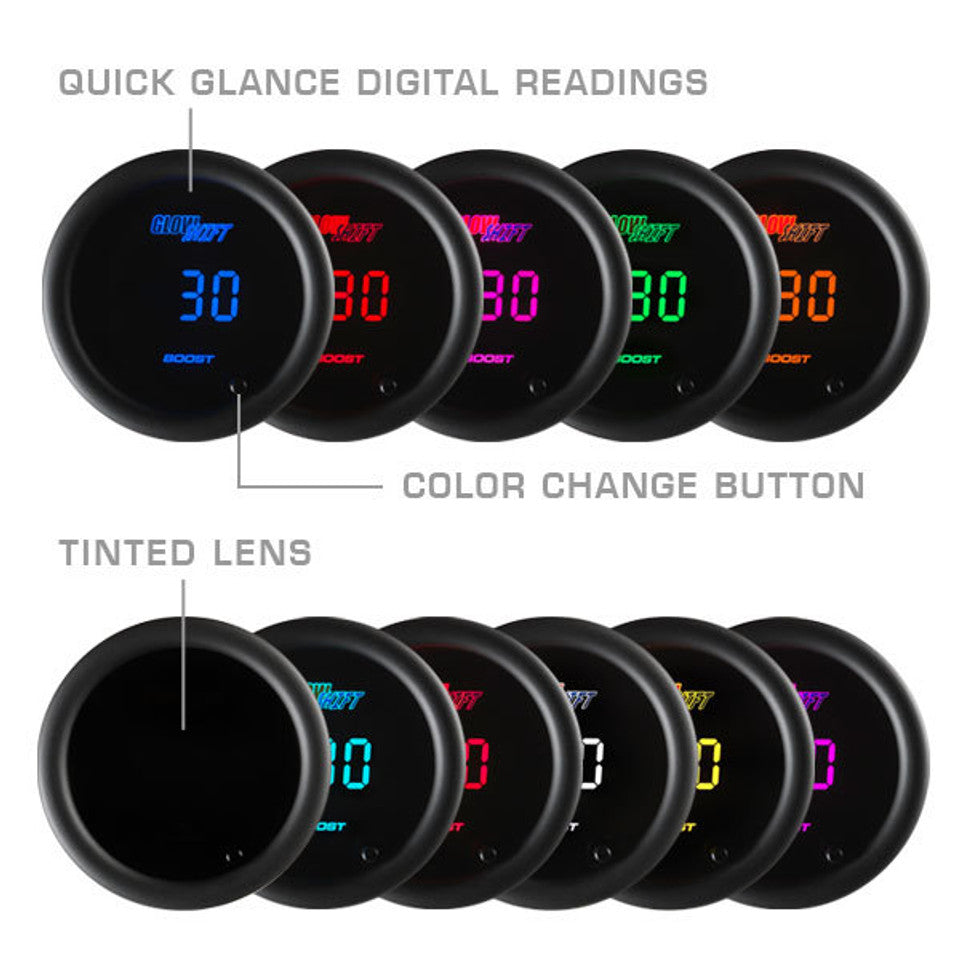 Glowshift - 10 Color Digital 100 PSI Fuel Pressure Gauge