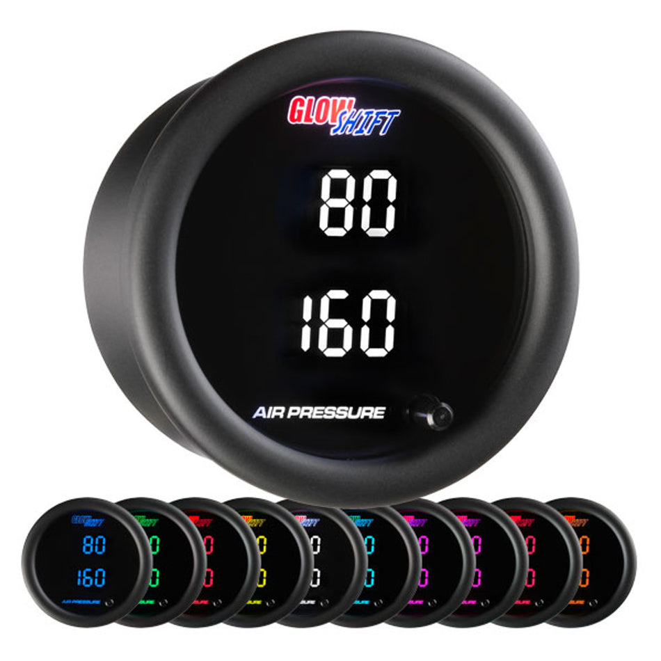 GlowShift - 10 Color Dual Digital Air Pressure Gauge