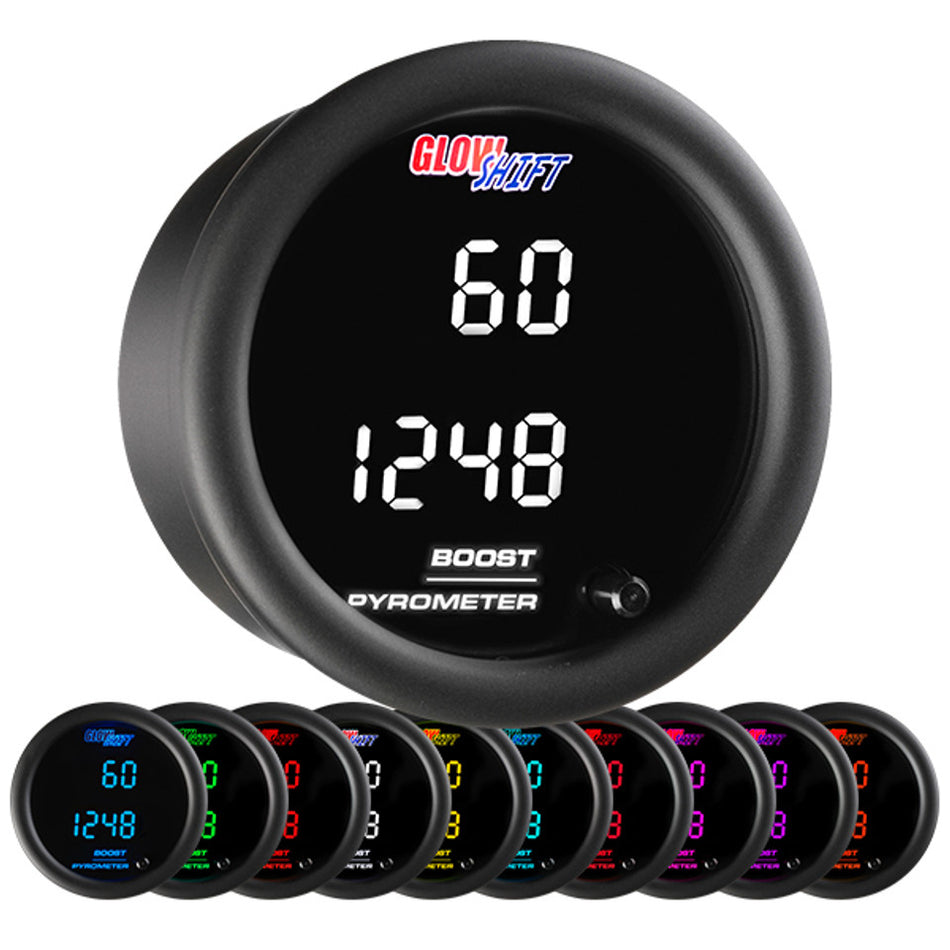 GlowShift - 10 Color Digital Dual 60 PSI Boost & Pyrometer EGT Gauge