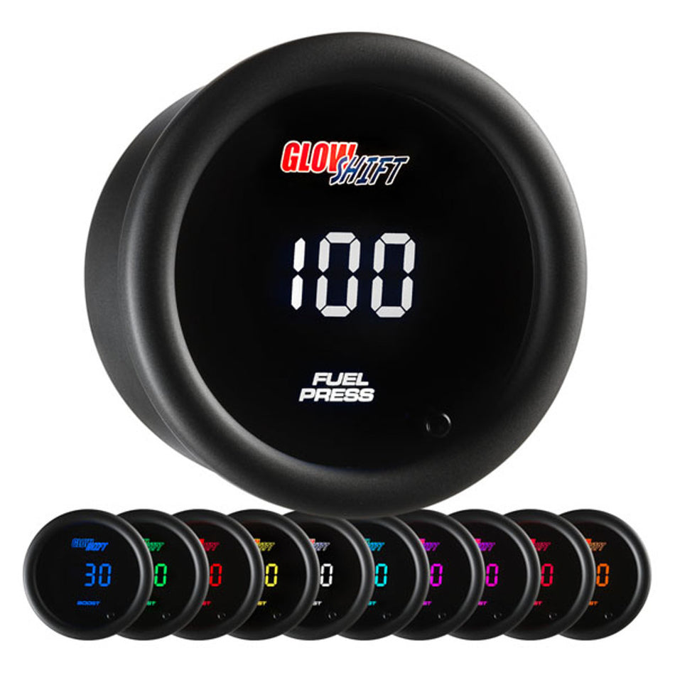 Glowshift - 10 Color Digital 100 PSI Fuel Pressure Gauge
