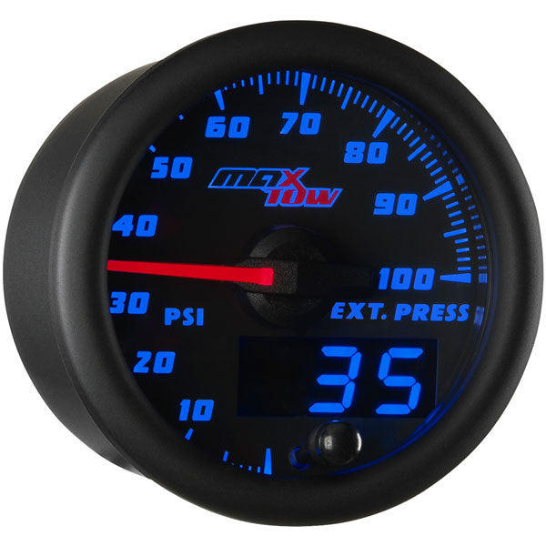 MaxTow - Black & Blue MaxTow 100 PSI Exhaust Pressure Gauge