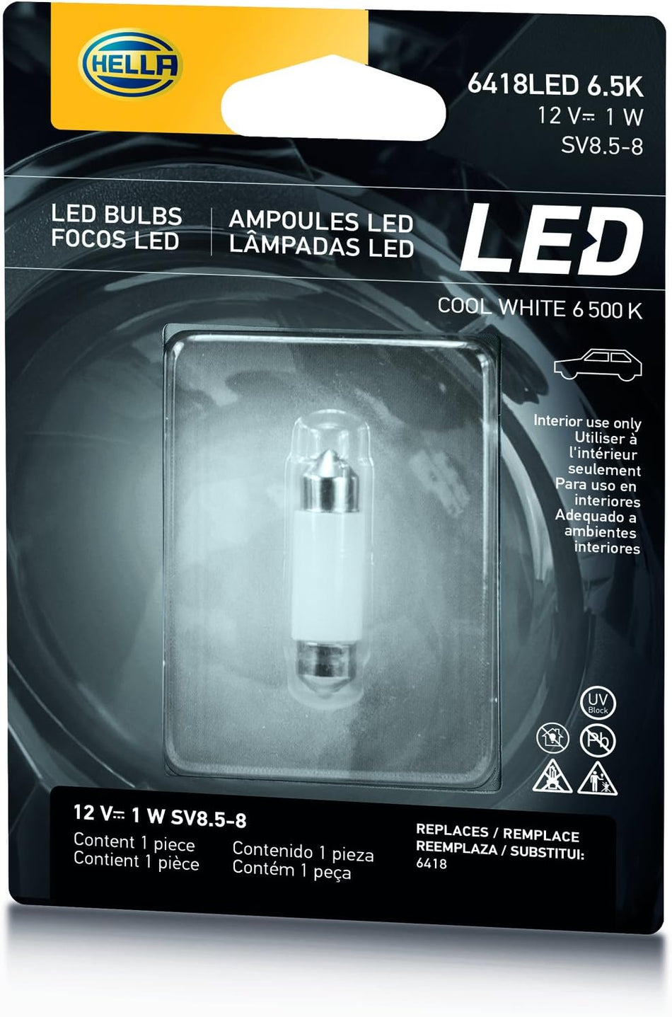 HELLA - 6418 LED 12V/1W 6.5K License Plate Bulb - Single