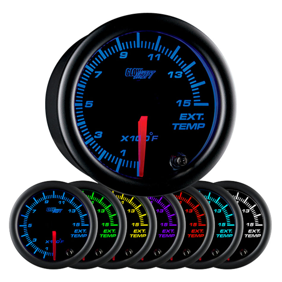 GlowShift - Black 7 Color 1500° F Exhaust Gas Temperature Gauge