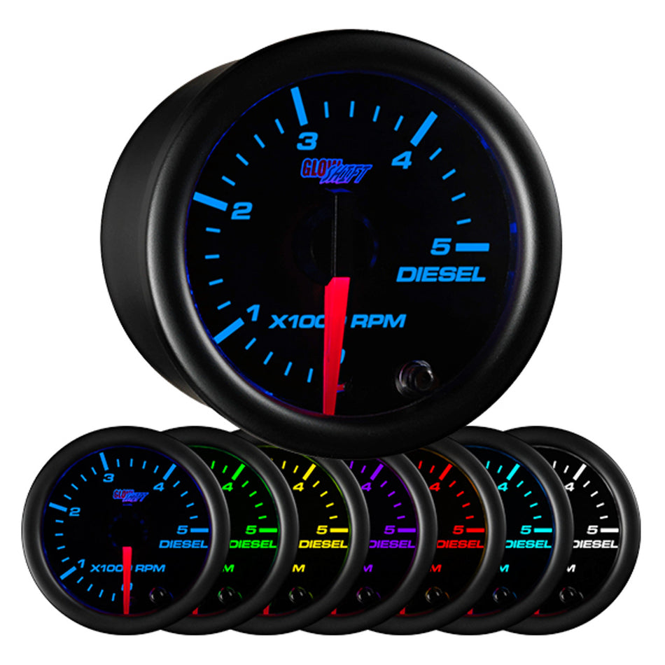 GlowShift - Black 7 Color 2" Diesel Tachometer Gauge