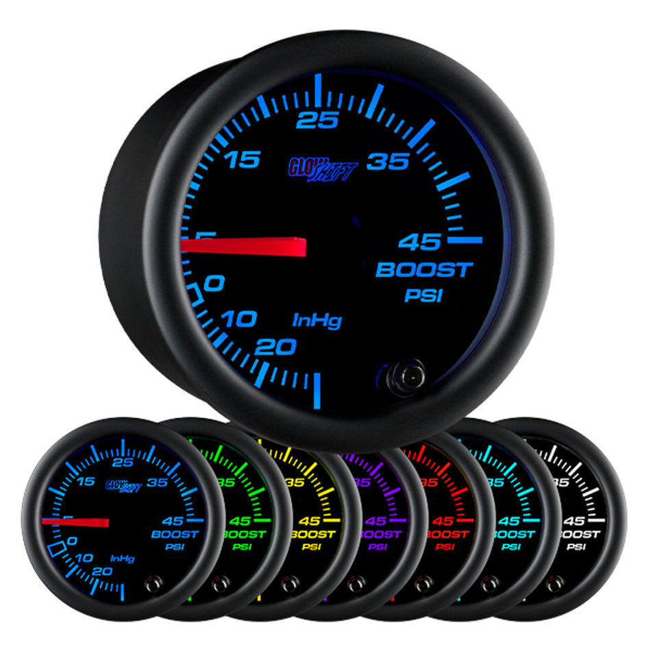 GlowShift - Black 7 Color 45 PSI Boost/Vacuum Gauge