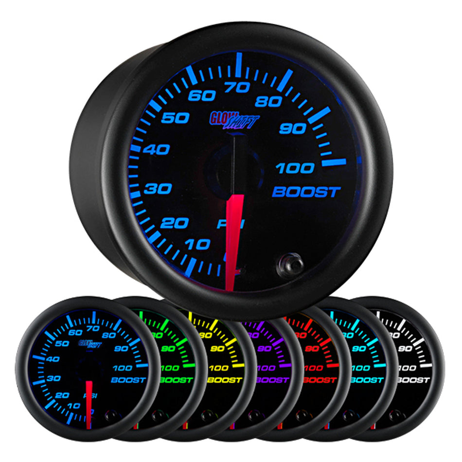 GlowShift - Black 7 Color 100 PSI Boost Gauge