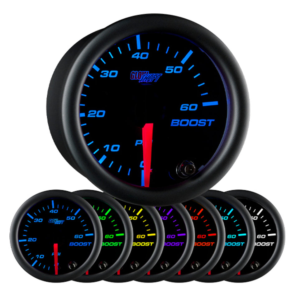 GlowShift - Black 7 Color 60 PSI Boost Gauge