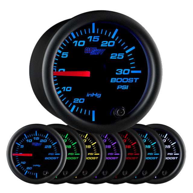 GlowShift - Black 7 Color 30 PSI Boost/Vacuum Gauge