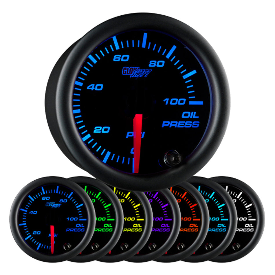 GlowShift - Black 7 Color Oil Pressure Gauge