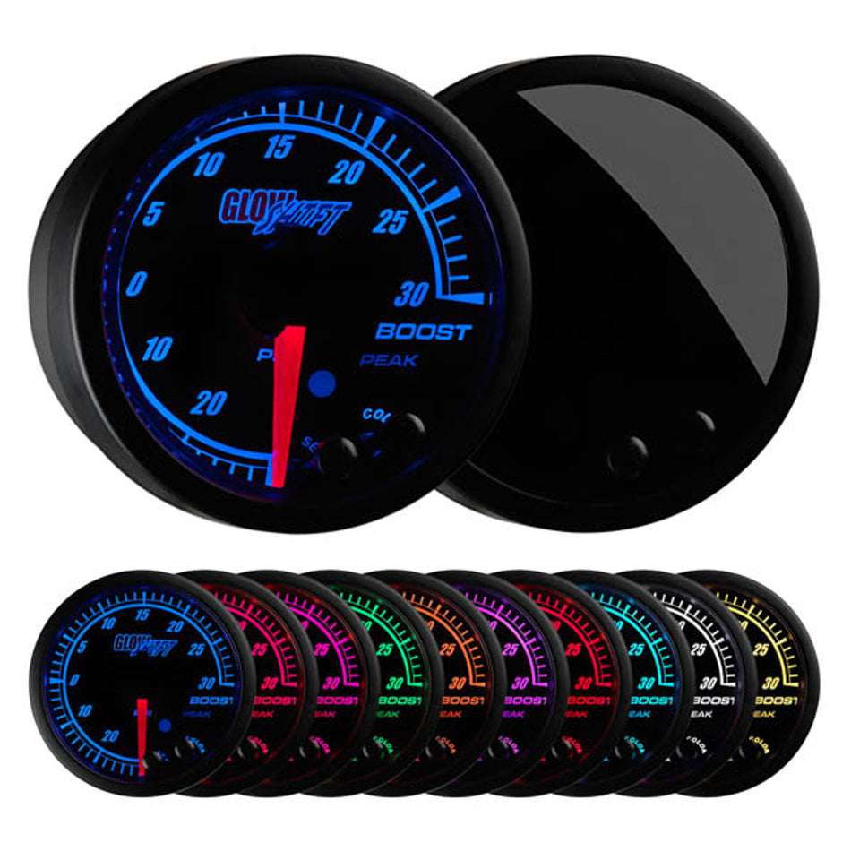 GlowShift - Elite 10 Color 30 PSI Boost/Vacuum Gauge