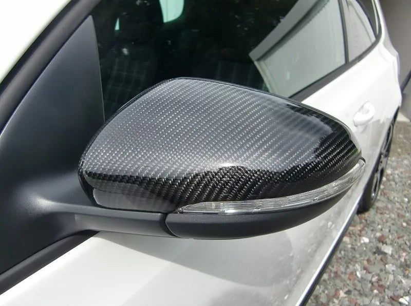 German Auto Stuff - Mirror Caps - Carbon Fiber - VW Mk6 Golf / GTI / R 2010-2014 - Gloss Black