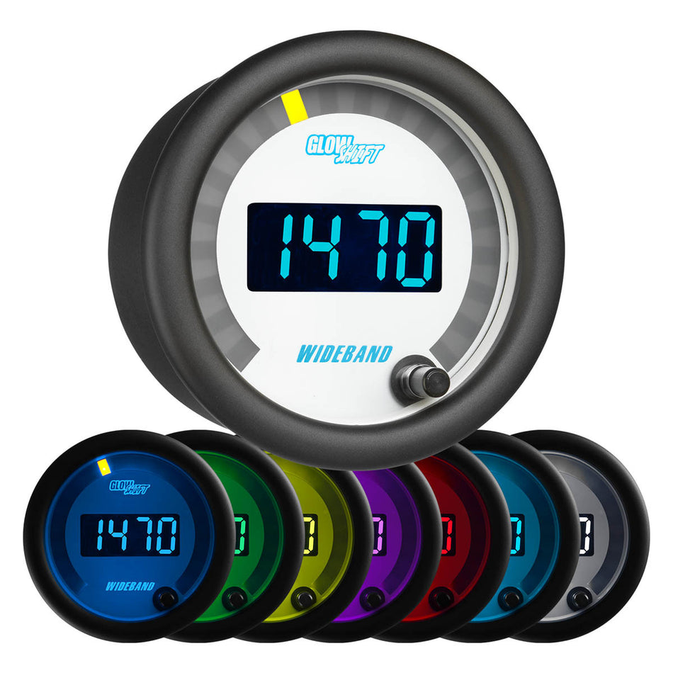 GlowShift - White 7 Color Digital Wideband Air/Fuel Ratio Gauge