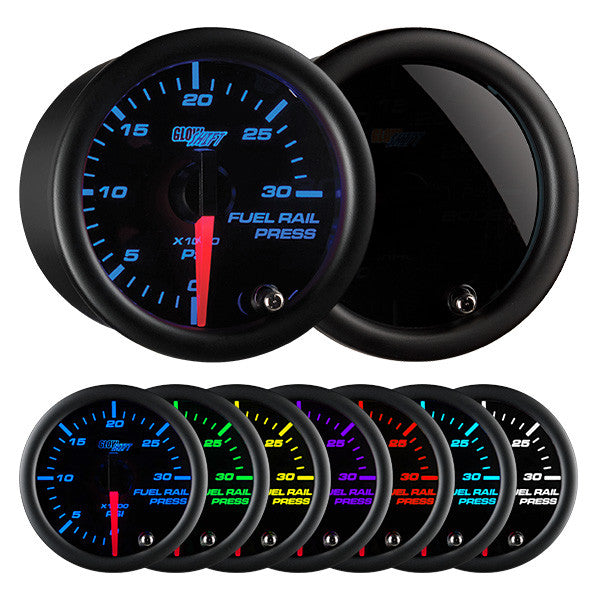 GlowShift - Tinted 7 Color 30,000 PSI Fuel Rail Pressure Gauge