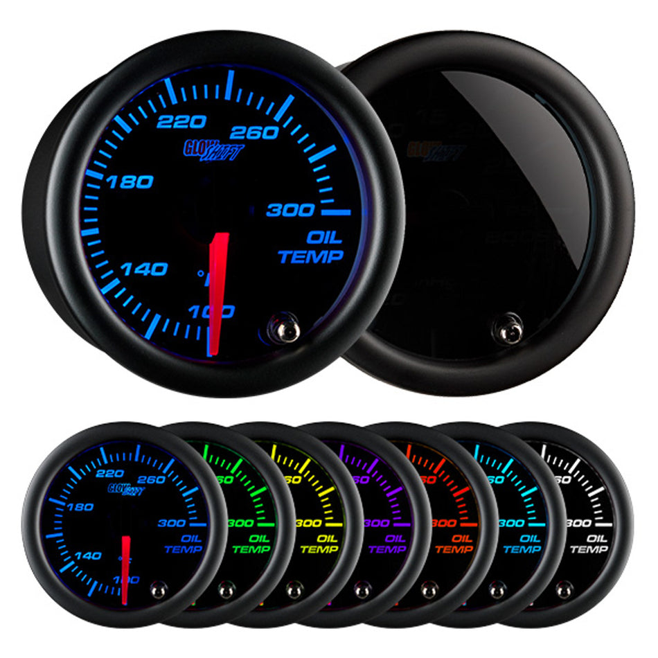 GlowShift - Black 7 Color Oil Temperature Gauge