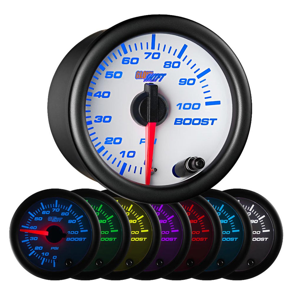 GlowShift - White 7 Color 100 PSI Boost Gauge