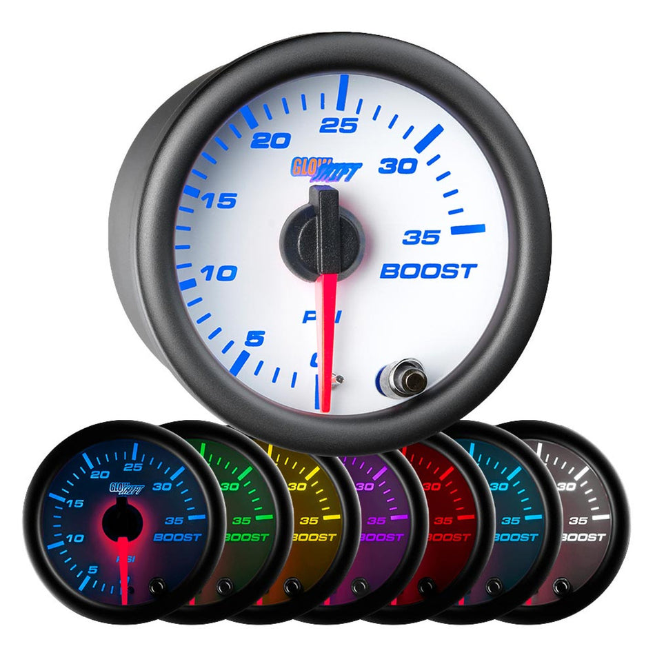 GlowShift - White 7 Color 35 PSI Boost Gauge