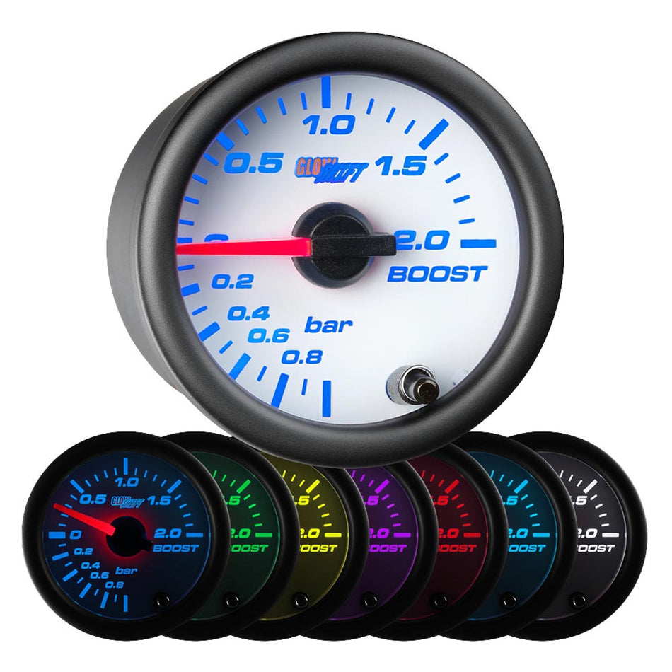 GlowShift - White 7 Color BAR Boost Gauge