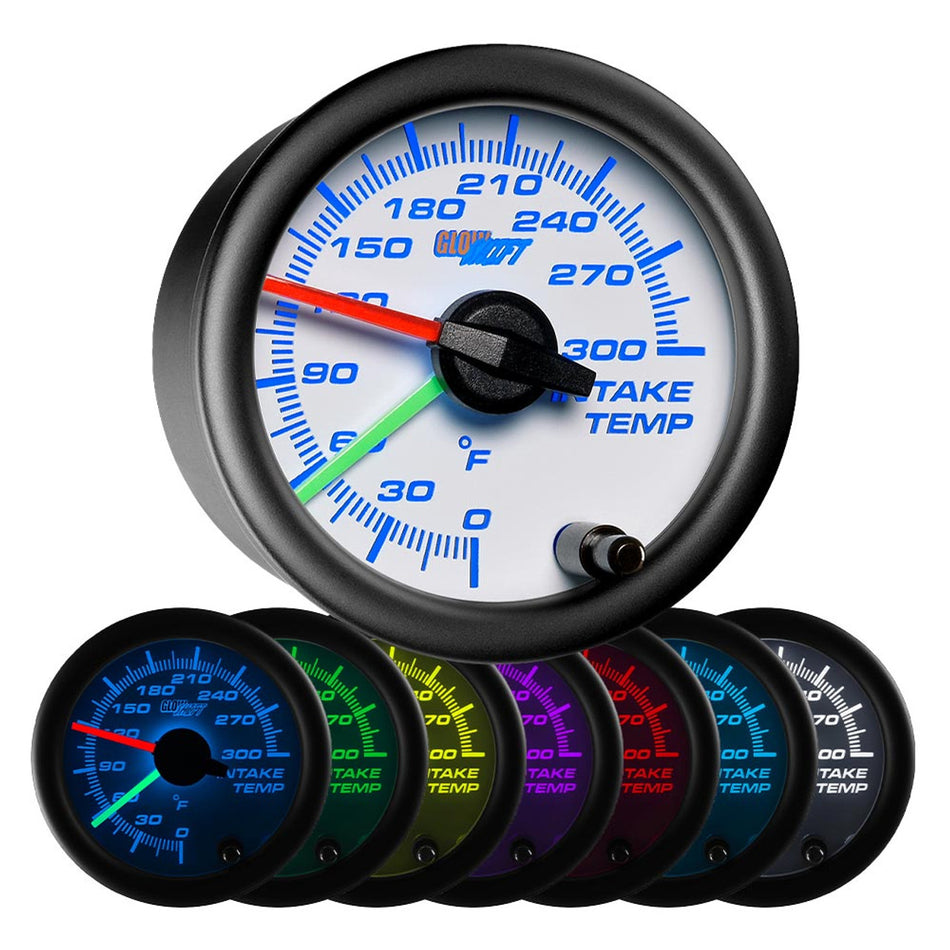 GlowShift - White 7 Color Dual Intake Temperature Gauge