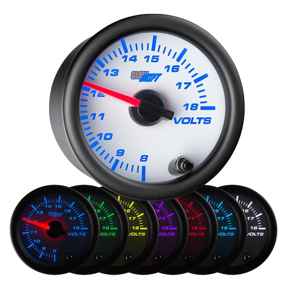 GlowShift - White 7 Color Volt Gauge