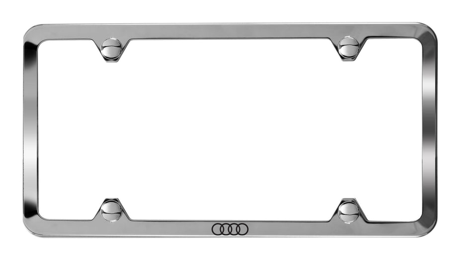 Genuine Audi - Slimline License Plate Frame with Audi Rings - Polished