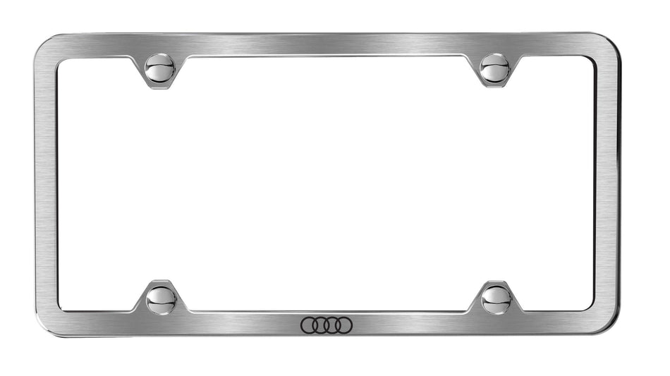 Genuine Audi - Slimline License Plate Frame with Audi Rings - Brushed