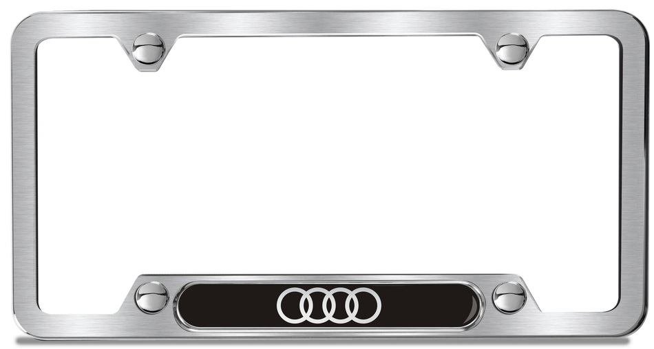 Genuine Audi - Audi Rings License Plate Frame - Brushed Stainless Steel