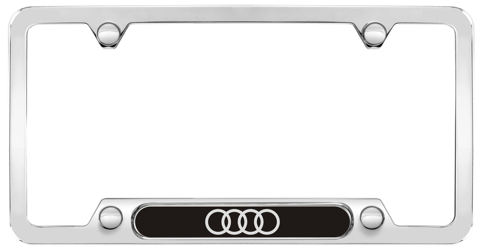 Genuine Audi - Audi Rings License Plate Frame - Polished Stainless Steel