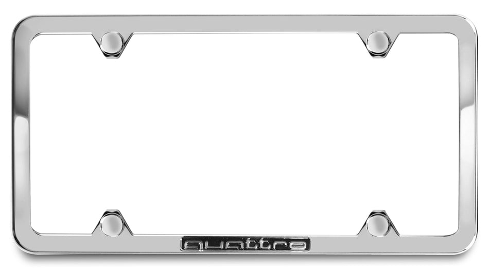 Genuine Audi - License Plate Frame with quattro Logo - Polished