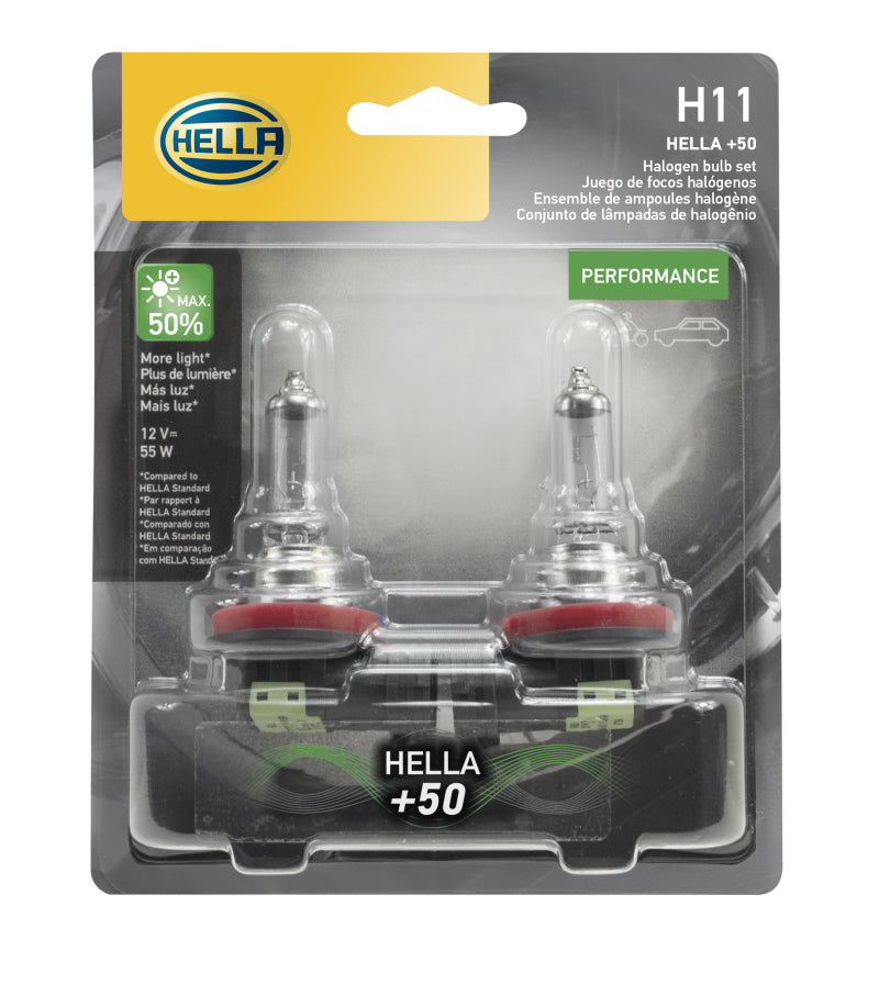 HELLA - H11 12V 55W PGJ19-2 T4 +50 - Pair