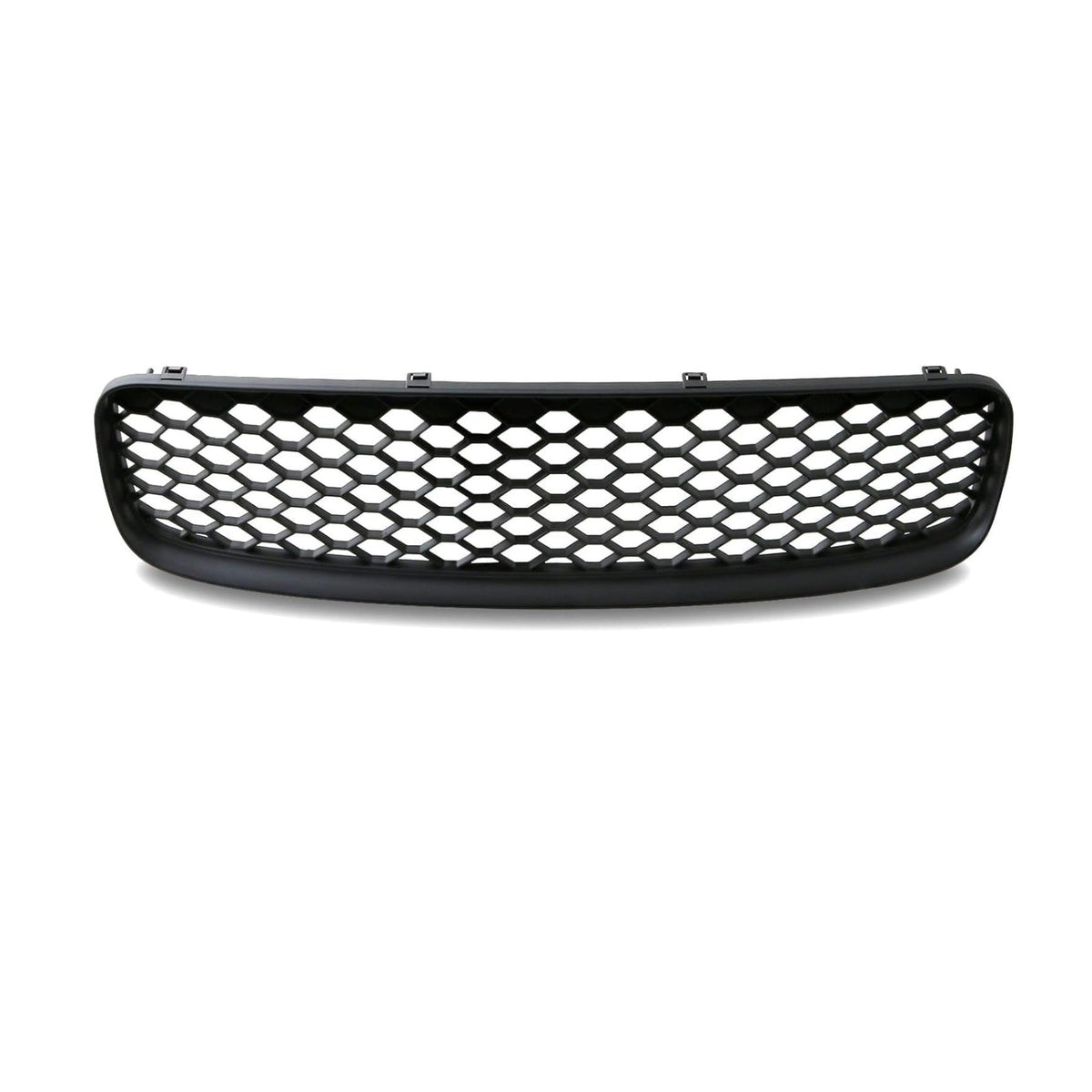 Angled view of German Auto Stuff matte black RS-style honeycomb badgeless grille for Audi TT Mk1