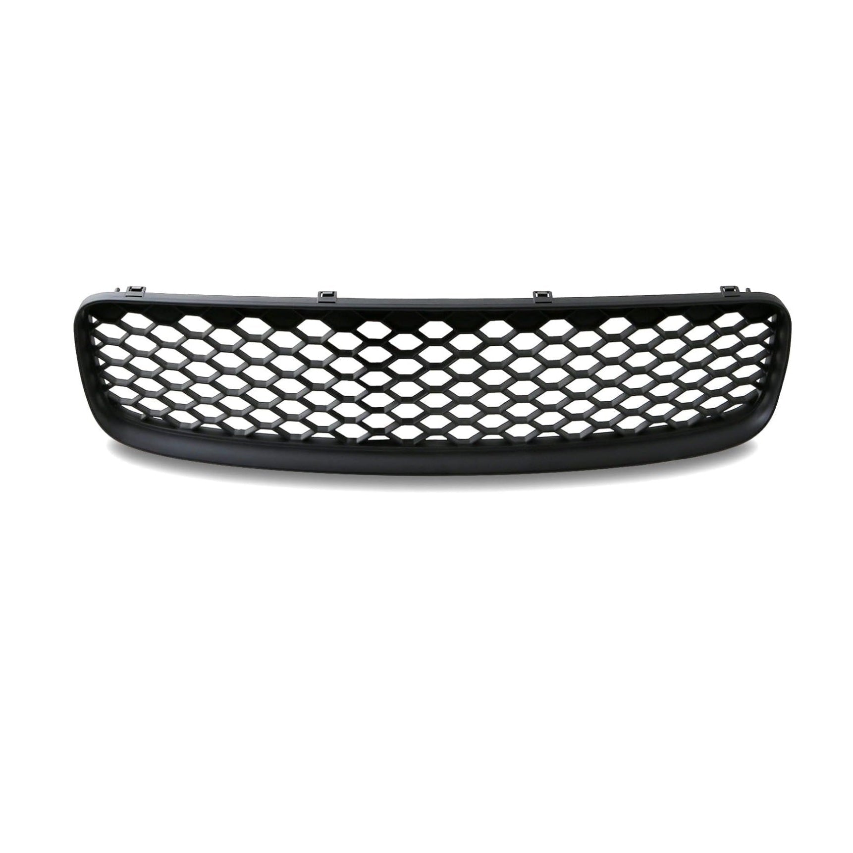 Angled view of German Auto Stuff matte black RS-style honeycomb badgeless grille for Audi TT Mk1