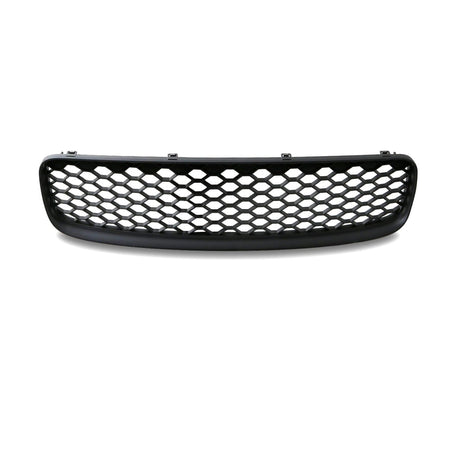 Angled view of German Auto Stuff matte black RS-style honeycomb badgeless grille for Audi TT Mk1